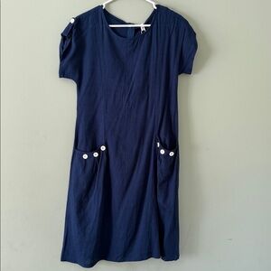 NWT Blue Linen Minimalist Midi Dress Sz S NWT boutique brand‎